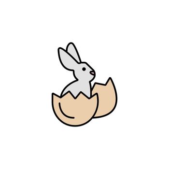 rabbit, egg, easter line colored icon. Signs and symbols can be used for web, logo, mobile app, UI, UX