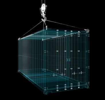 Cargo Shipping Container Hologram. Transport and Technology Concept