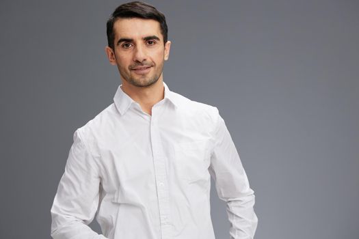successful man in white shirts self-confidence business and office concept