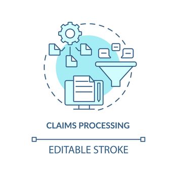 Claims processing turquoise concept icon