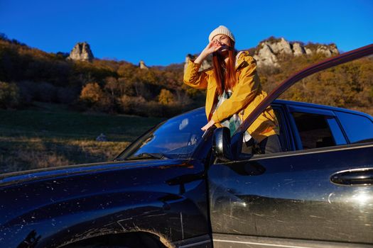 woman cars trip to mountains landscape Trip Fresh air
