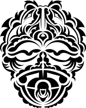 Tribal mask. Monochrome ethnic patterns. Black tribal tattoo. Isolated. Vector.