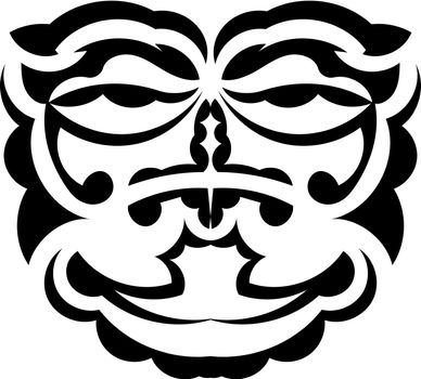 Tribal mask. Traditional totem symbol. Black tribal tattoo. Isolated. Vector.