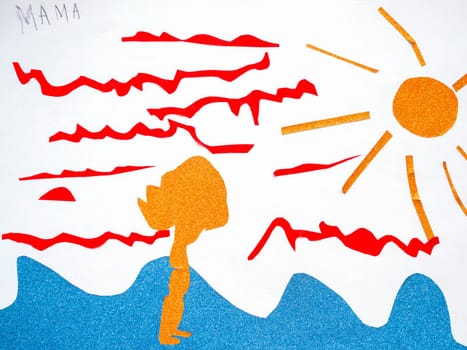 children's drawing happy on the sea mom application