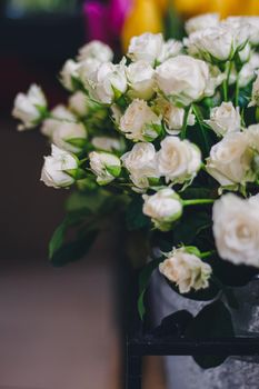 White roses close-up. Tender bouquet. Spring vibes