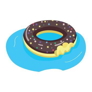 Chocolate donut shaped air mattress semi flat color vector object
