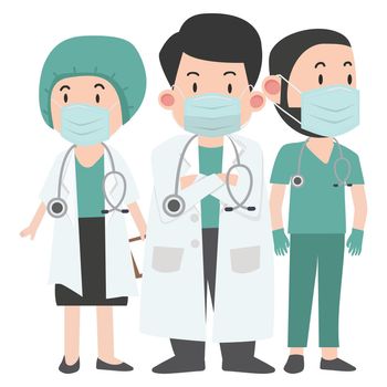 Group of doctors with Medical mask vector