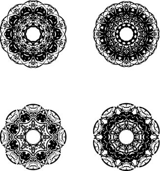 Set of 4 mandala ornaments isolated. Veil illustration.