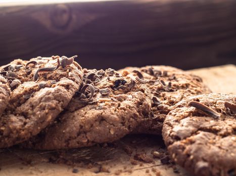 oatmeal cookies with chocolate sprinkle on a wooden board