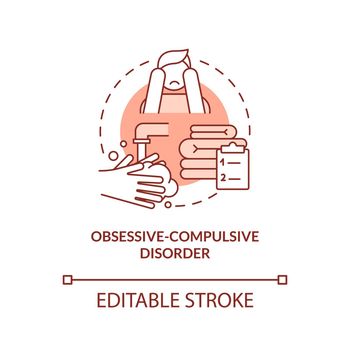 Obsessive-compulsive disorder terracotta concept icon