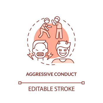 Aggressive conduct red concept icon