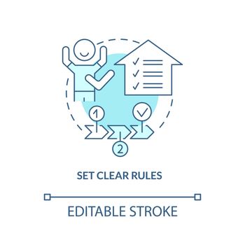 Set clear rules turquoise concept icon