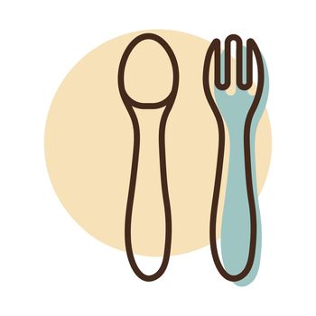Spoon and fork for baby vector icon. Graph symbol for children and newborn babies web site and apps design, logo, app, UI