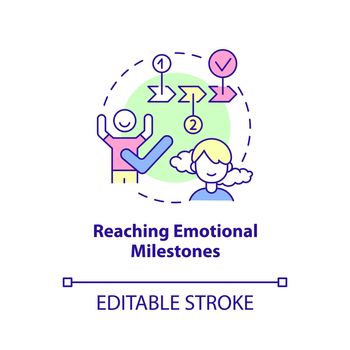 Reaching emotional milestones concept icon