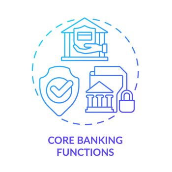 Core banking functions blue gradient concept icon