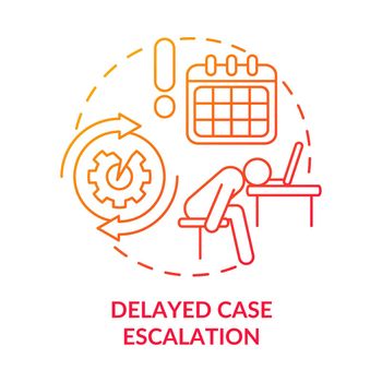 Delayed case escalation red gradient concept icon