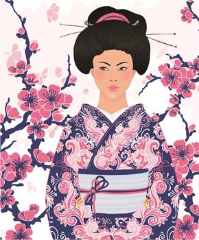Beautiful japanese woman in kimono