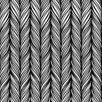 Optical illusion: Black and white abstract seamless pattern. Texture of wavy vertical stripes.