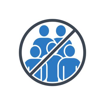 Avoid crowded places related vector glyph icon