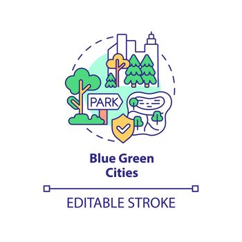 Blue green cities concept icon