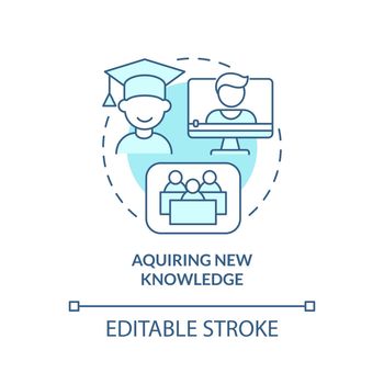 Acquiring new knowledge turquoise concept icon