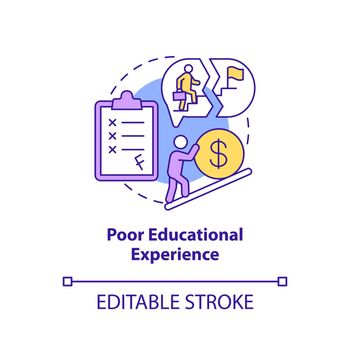 Poor educational experience concept icon