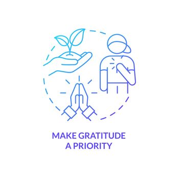 Make gratitude as priority blue gradient concept icon