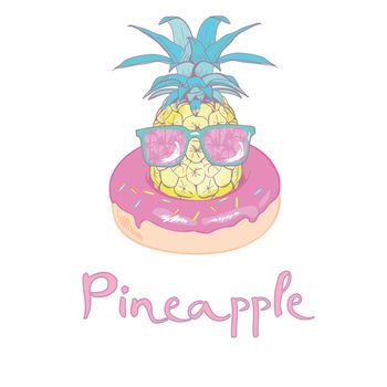 pineapple with glasses design, exotic, background, food, fruit, illustration