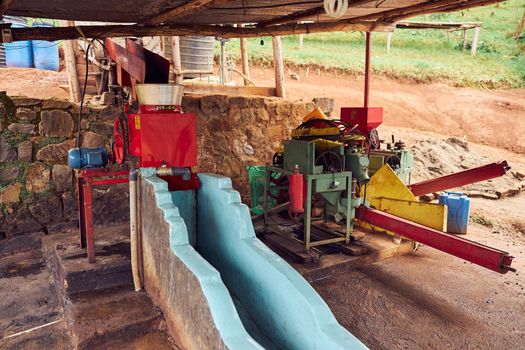 coffee washing station in moutain region of eastern Africa