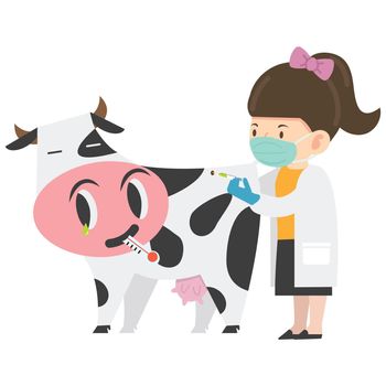 Sick cow Swine Flu with the doctor 