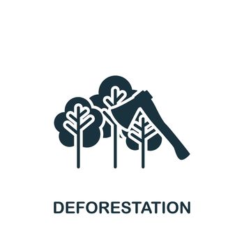 Deforestation icon. Monochrome simple icon for templates, web design and infographics