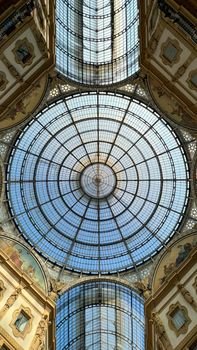 Milan glass and metal roof of the Vittorio Emanuele II gallery