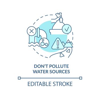 Dont pollute water sources turquoise concept icon