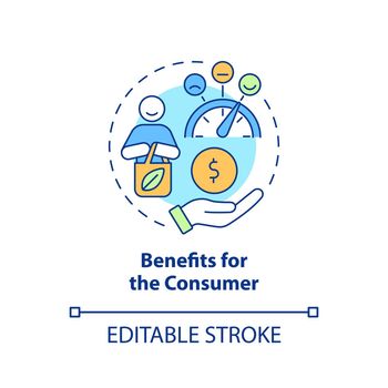 Benefits for consumer concept icon