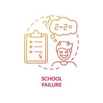 School failure red gradient concept icon