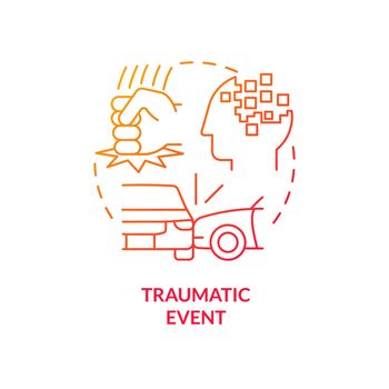 Traumatic event red gradient concept icon