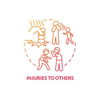 Injuries to others red gradient concept icon