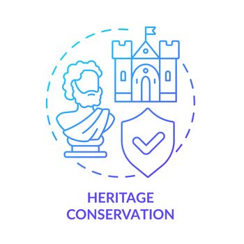 Heritage conservation blue gradient concept icon