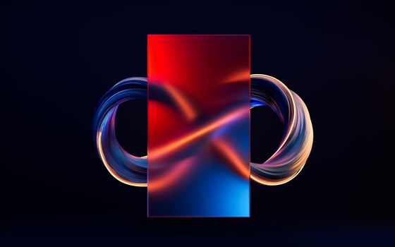 Twist curve lines with glowing neon, 3d rendering.
