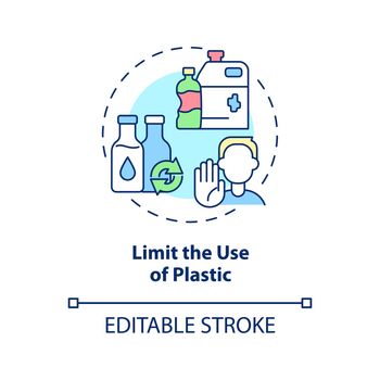 Limit plastic usage concept icon