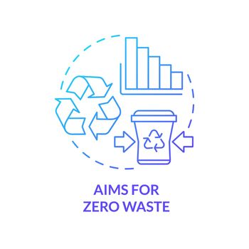 Aims for zero waste blue gradient concept icon