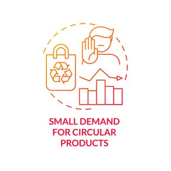 Small demand for circular products red gradient concept icon
