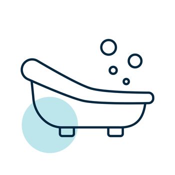 Cute litte baby bath isolated vector icon. Graph symbol for children and newborn babies web site and apps design, logo, app, UI