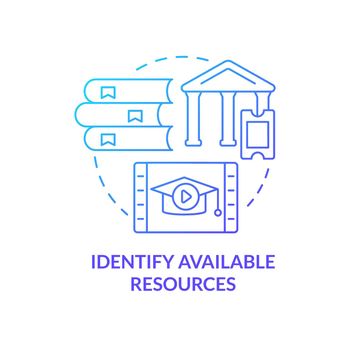 Identify available resources blue gradient concept icon