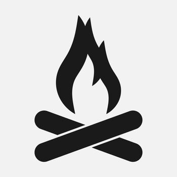Campfire black vector icon. Bonfire sign. Fire