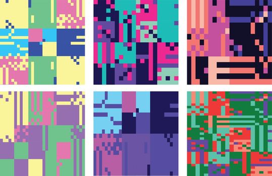 Set of Bold seamless neon color patterns