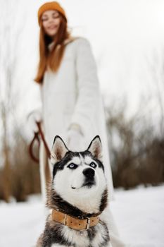 cheerful woman winter landscape walk friendship Lifestyle. High quality photo