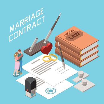 Marriage Contract Isometric Background