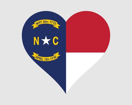North Carolina USA Heart Flag