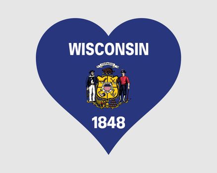 Wisconsin USA Heart Flag